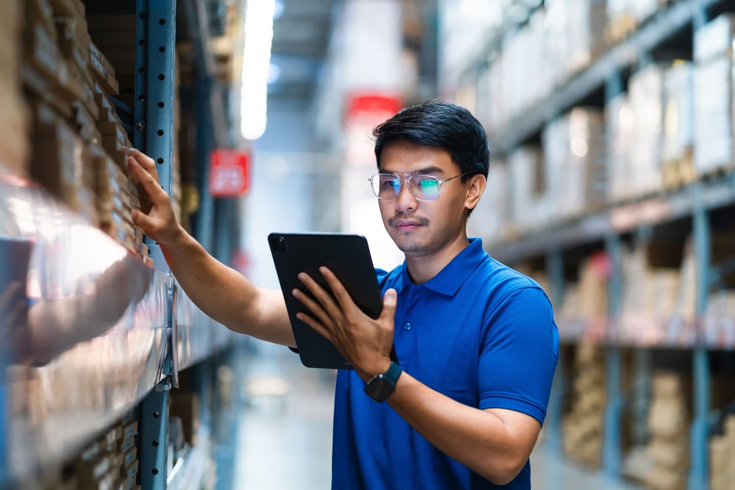 man using business central supply chain sofware